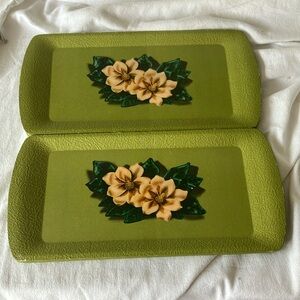 8 Vtg Kentley Corporation Rectangular 17" Wood Fiber Decorative serving trays